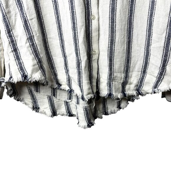 Cloth & Stone Anthropologie Cotton White Blue Stripe Button Down Shirt Women Med - Picture 4 of 12